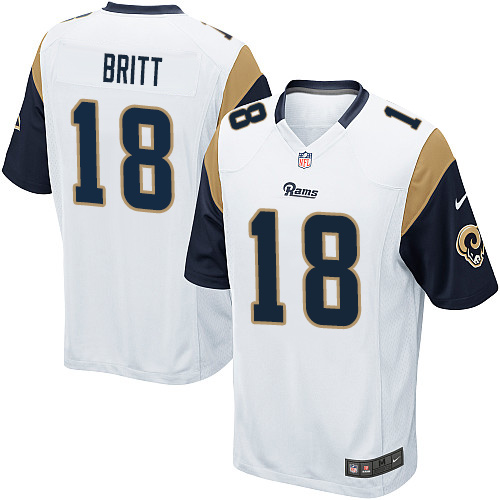Men's Game Kenny Britt Nike Jersey White Road - #18 NFL Los Angeles Rams